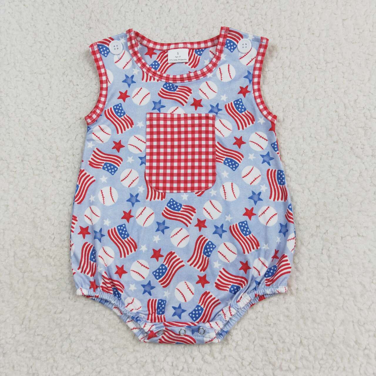 July of 4th flag sleeveless Baby Romper