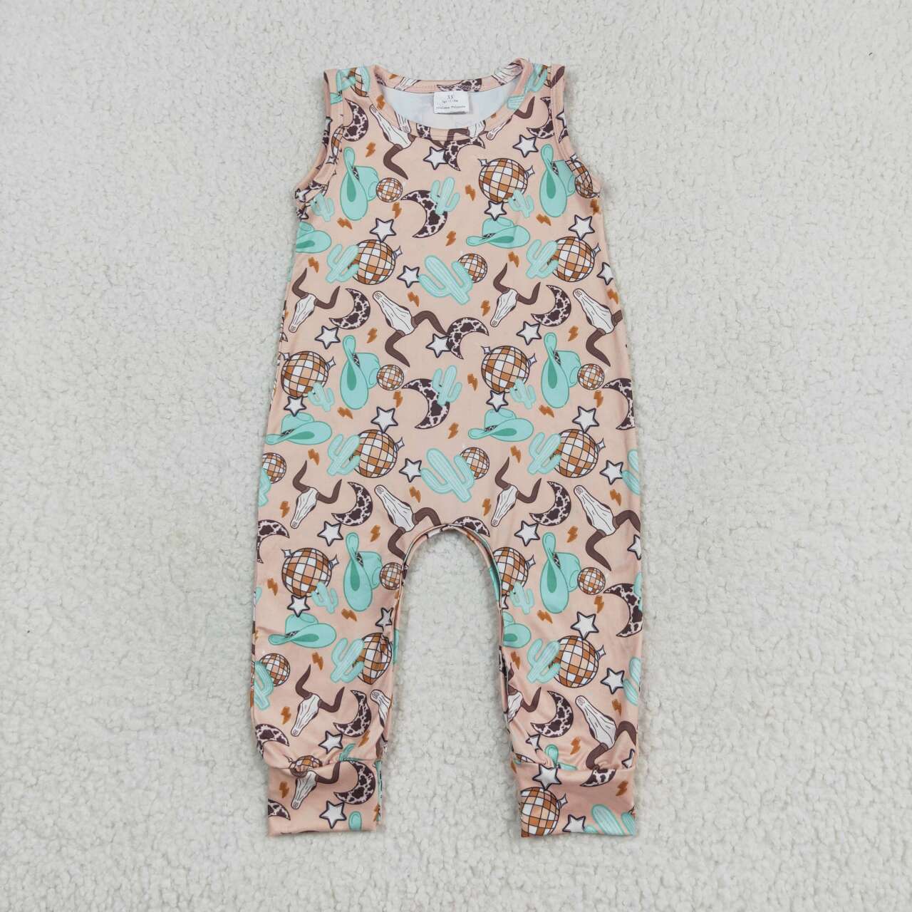 Western Cow Cactus sleeveless Baby Romper