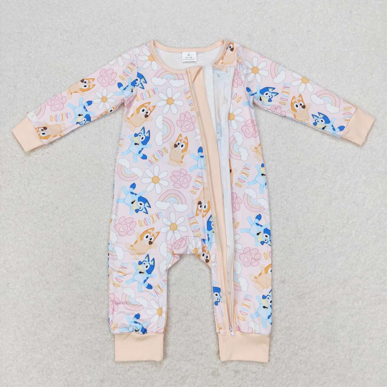 floral Cartoon Long Sleeve With Zipper Romper