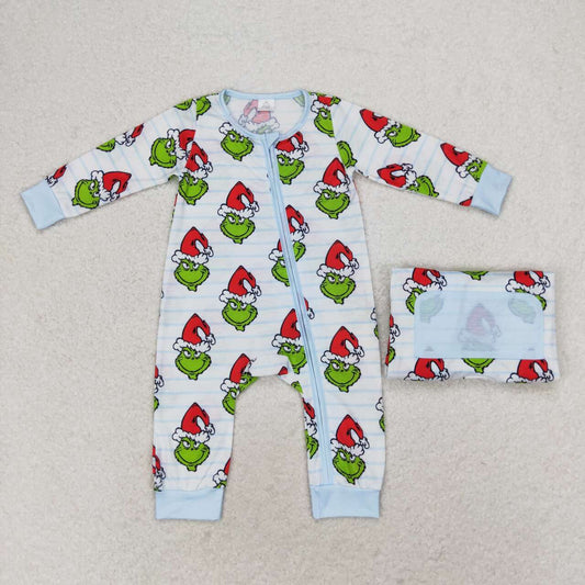 Christmas Green Baby Romper With zipper