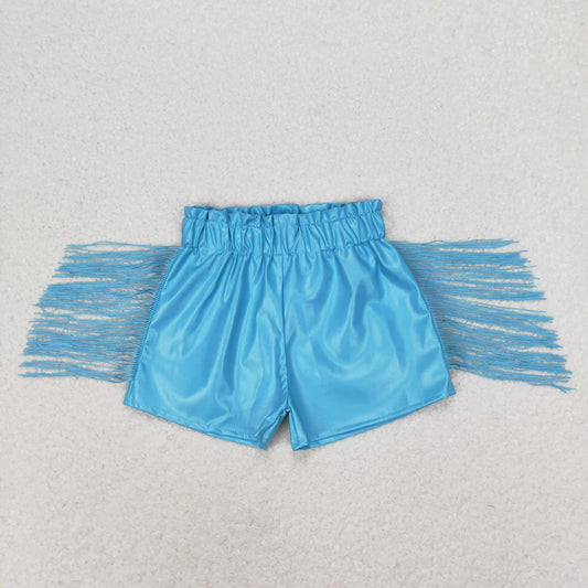 Blue Tassel leather Girls Short