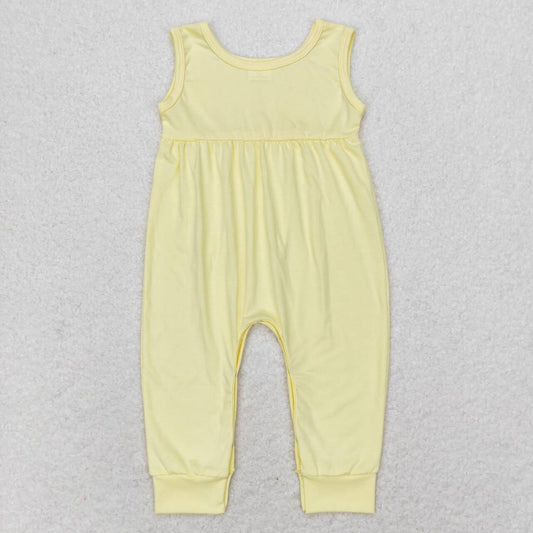 Yellow sleeveless Print Baby Romper