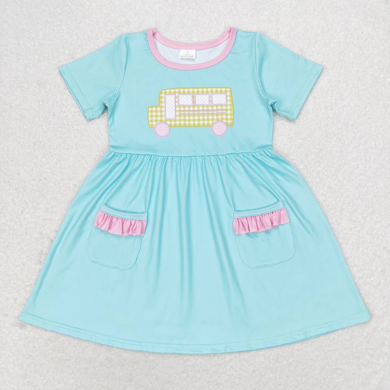 school bus embroidery Girls Dress