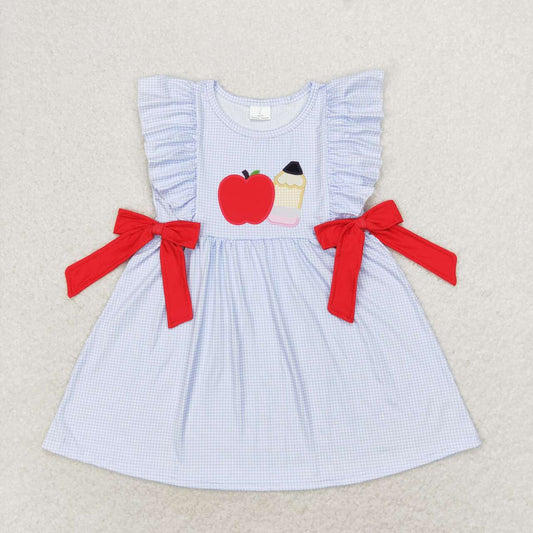 Apple Pencil Embroidery Girls Dress