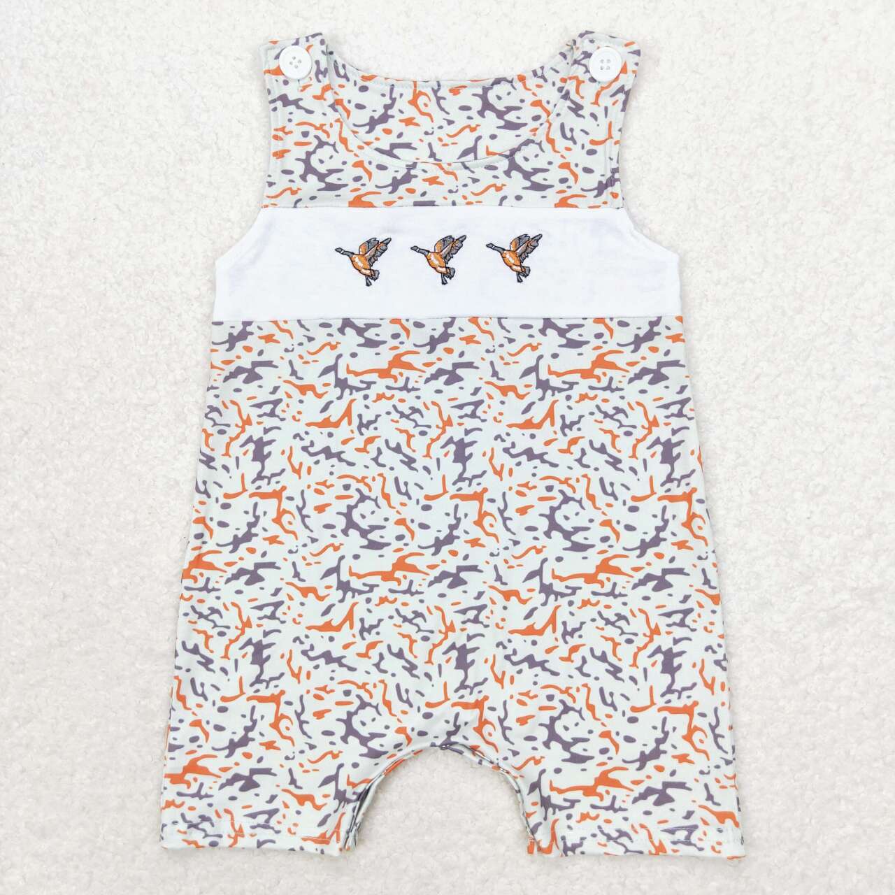 camo embroidered deer Print Baby Romper