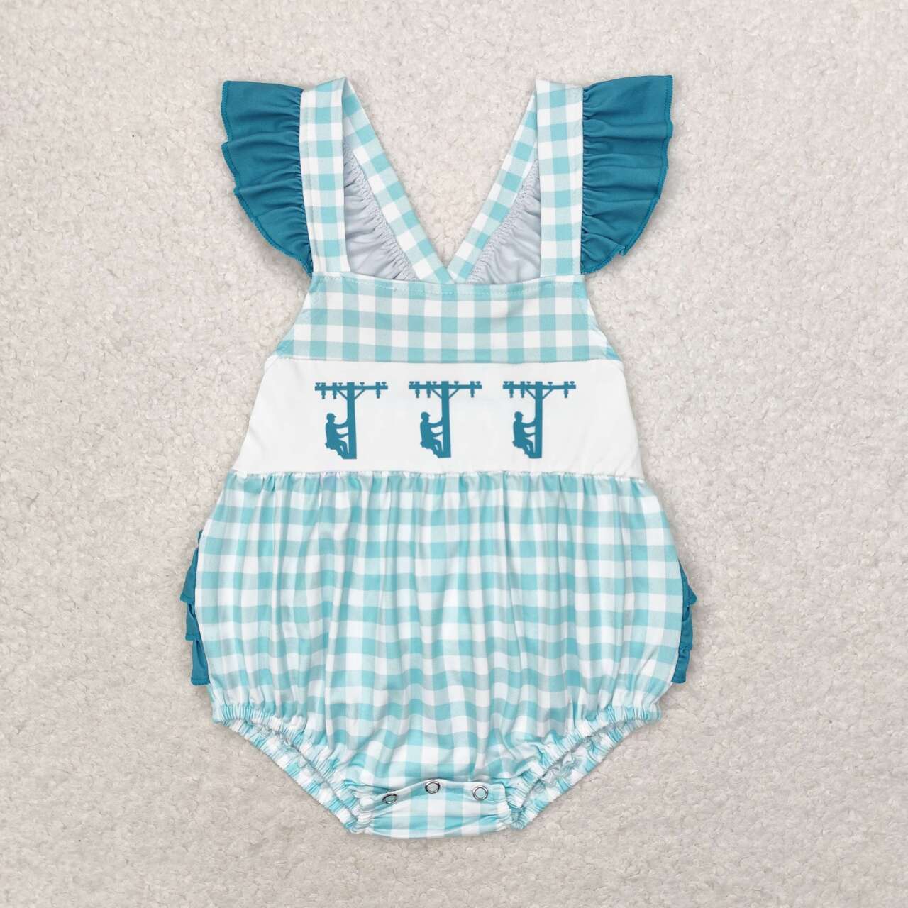 Blue Plaid Baby Romper