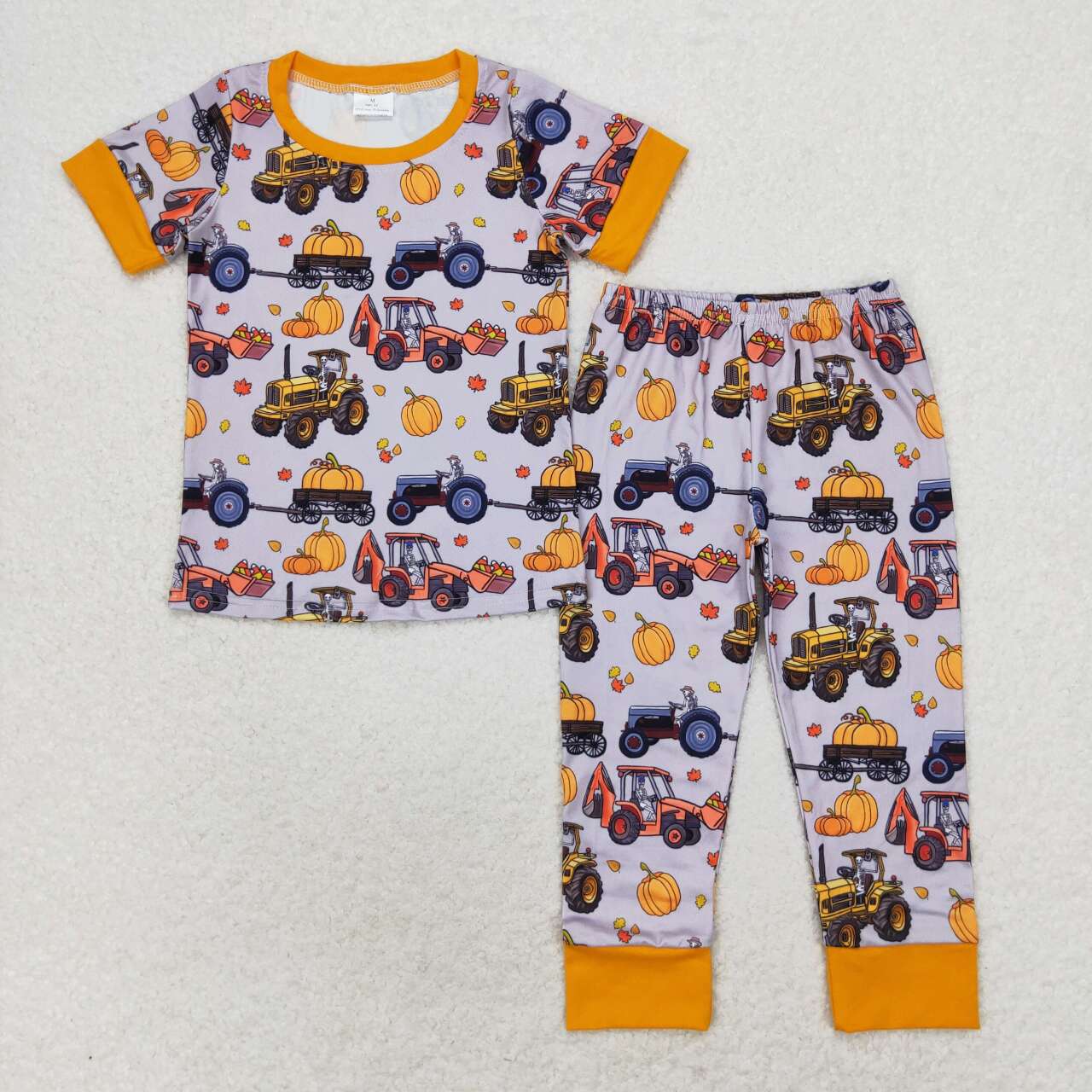 Halloween Pumpkin Short Sleeve Long Pants Pajamas