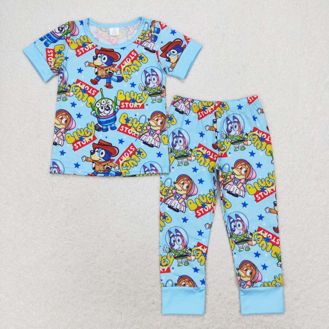 Blue Dog Short Sleeve Long Pants Pajamas