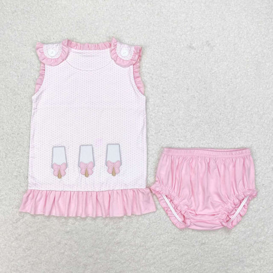 Pink dot sleeveless embroidery top Girls's Bummies