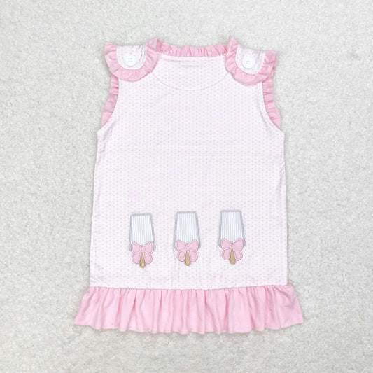 Pink dot sleeveless embroidery top