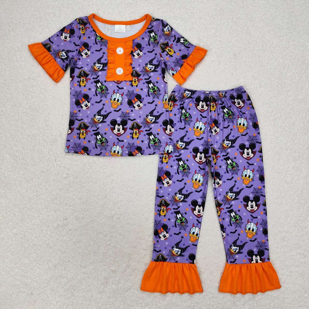 Halloween Purple Short Sleeve Long Pants Pajamas