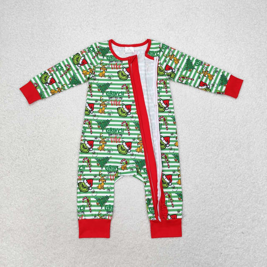 Christmas Green Stripe Baby Romper