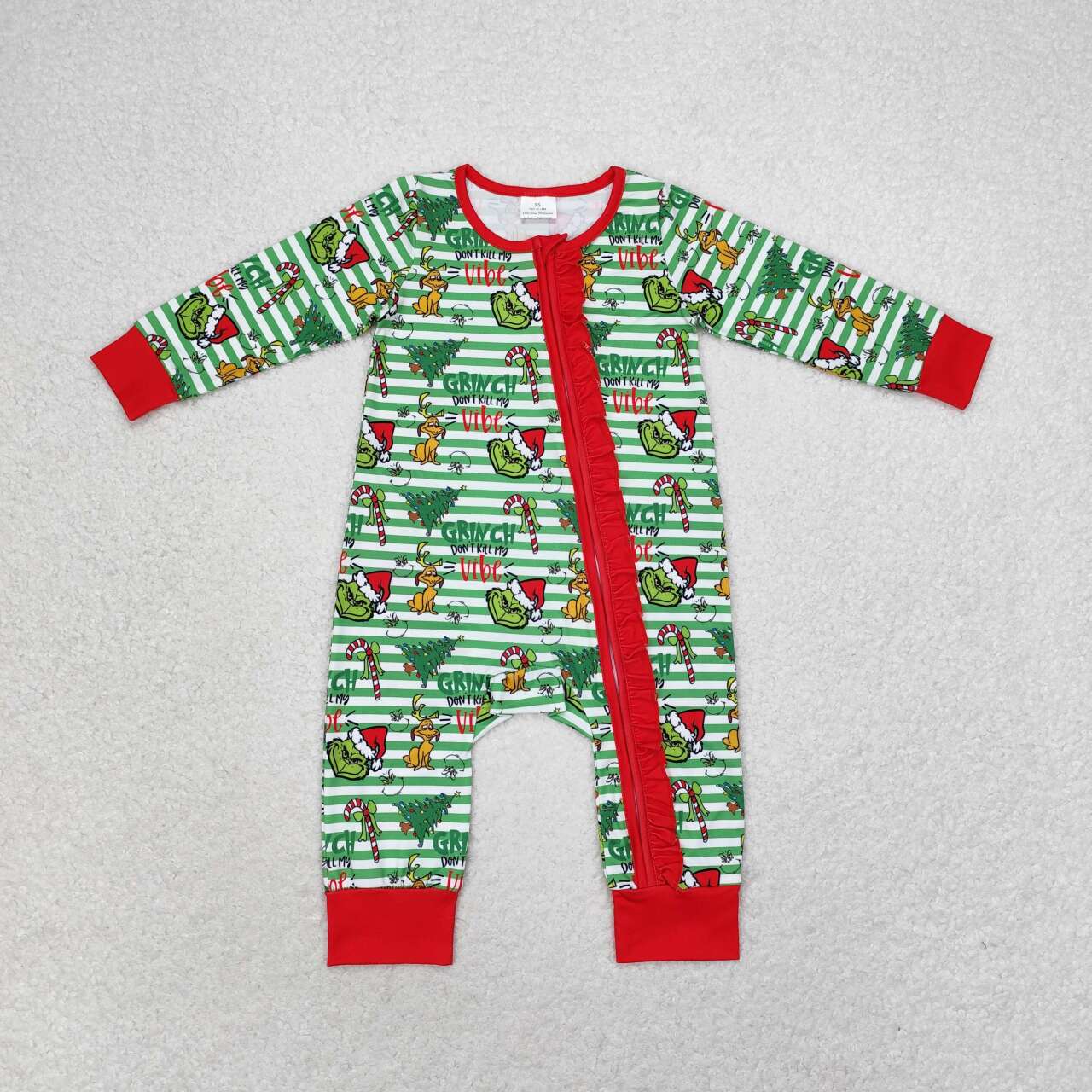 Christmas Green Stripe Baby Romper