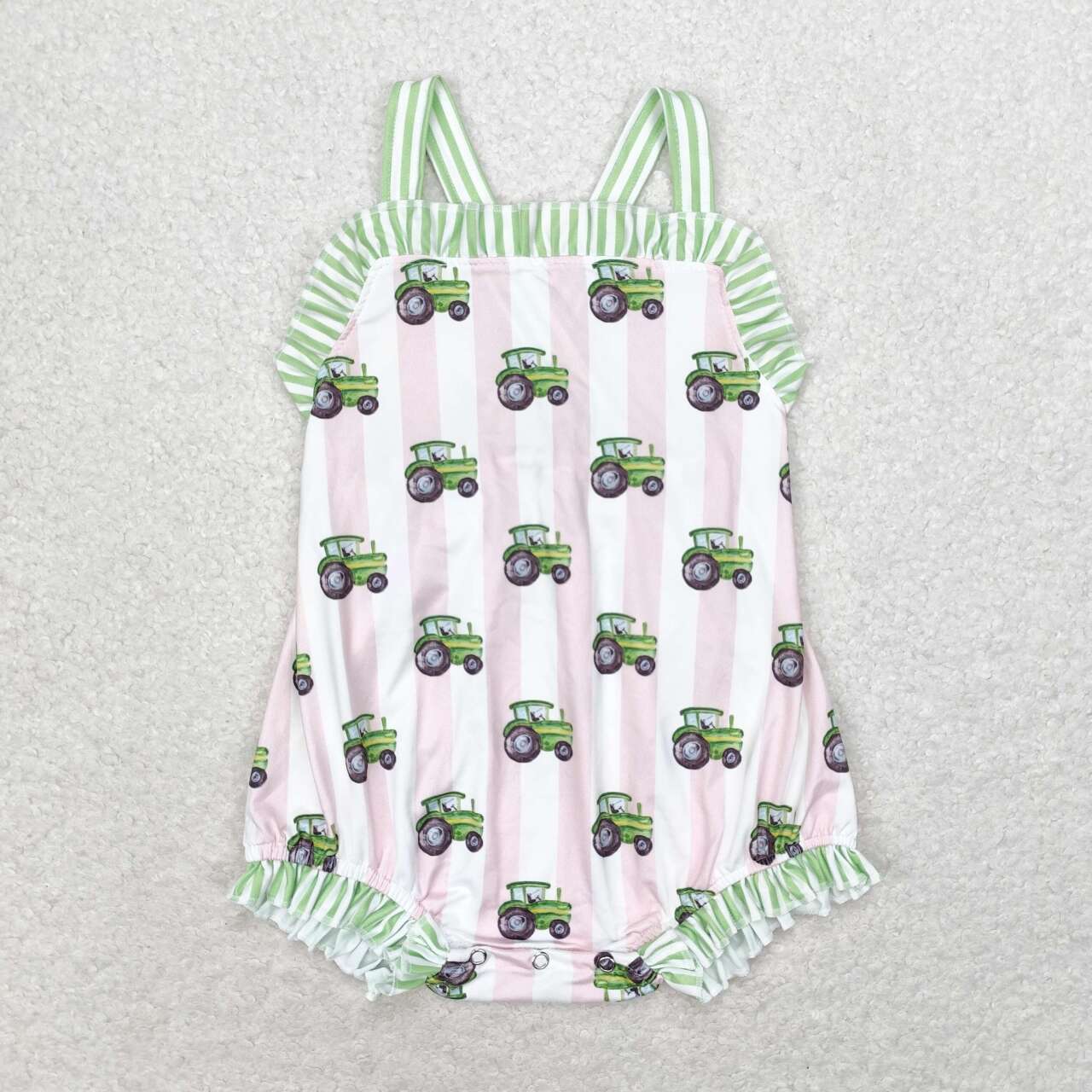 pink striped Car Baby Romper