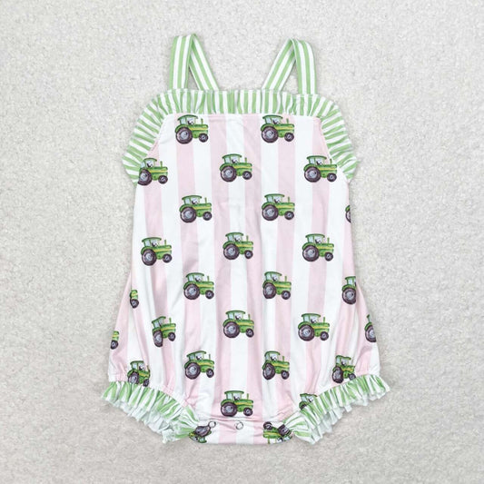 pink striped Car Baby Romper