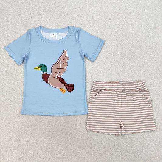 Blue Duck print short sleeve boy set