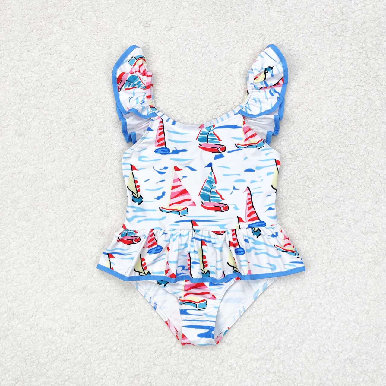 2pc blue sailboat  Print printing Swimsuit