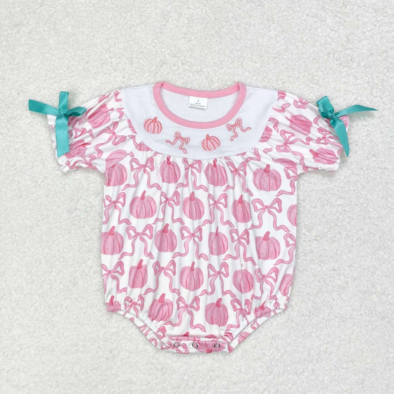 Pink embroidered pumpkin Girls Baby Romper