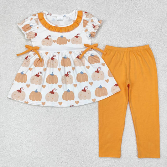 Orange Pumpkin Flower Girls Set