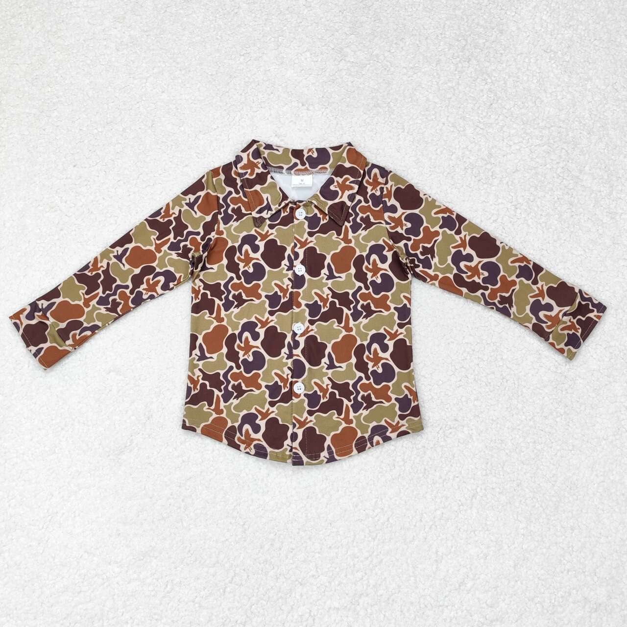 brown camo Print with buttons Long Sleeve Shirt