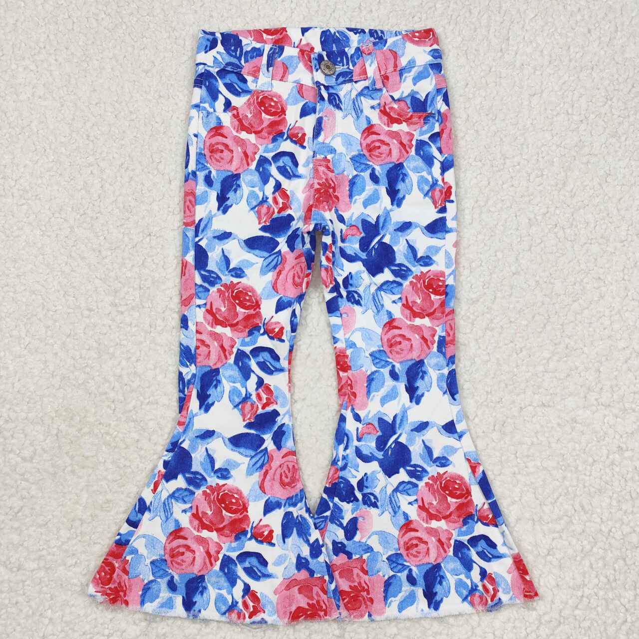 Blue floral jeans Flare Pants