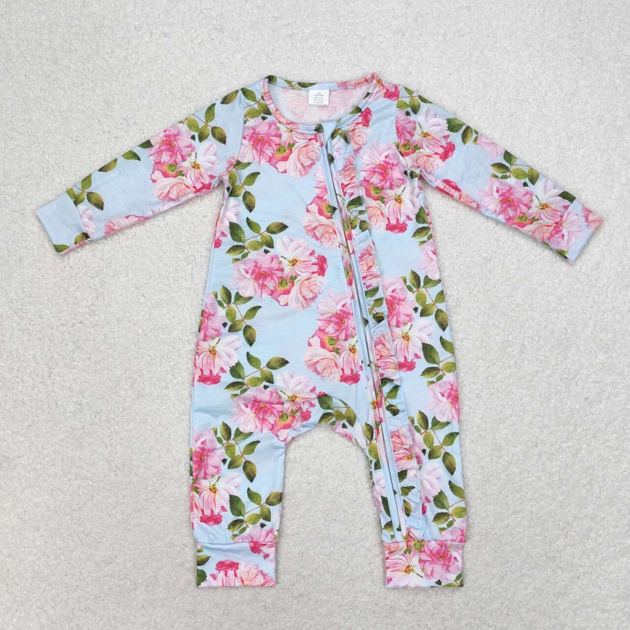 Blue floral Baby Romper With zipper