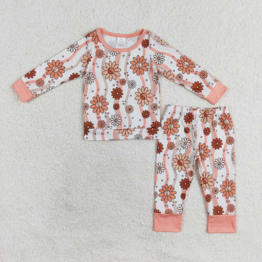 Floral long sleeve trousers girls pajamas