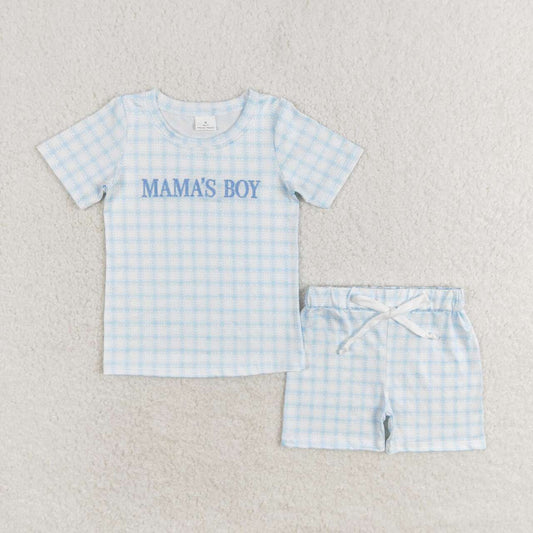 plaid MAMA'S Boy embroidery Boy Set