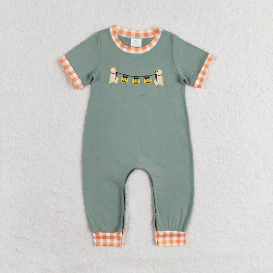 halloween Embroidery pumpkin Boy Baby Romper