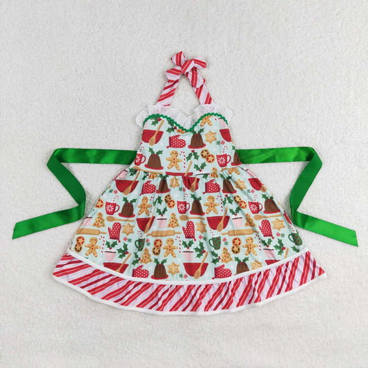 Christmas dress blue gingerbread Print short sleeve Dress