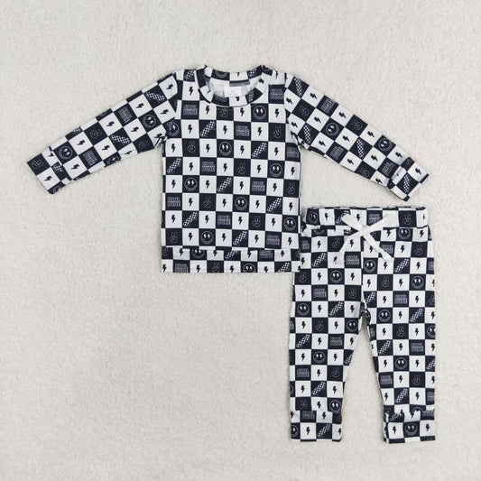 Smiley plaid Long Sleeve sleeve pajamas