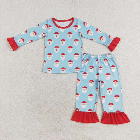 Christmas Blue Santa Long sleeve pajamas