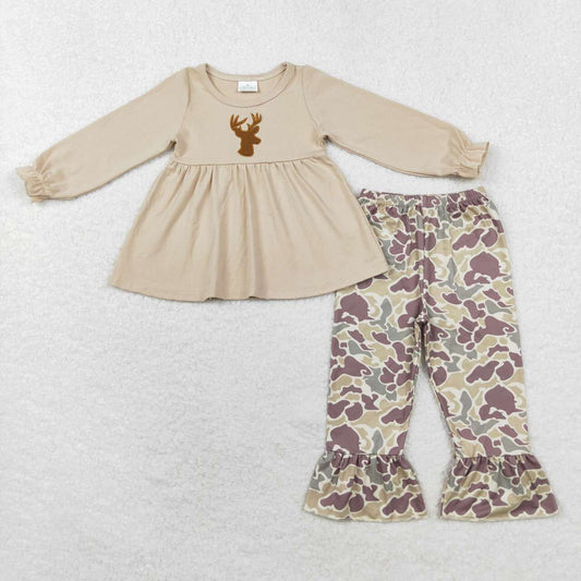 christmas Green Camo Deer girls set
