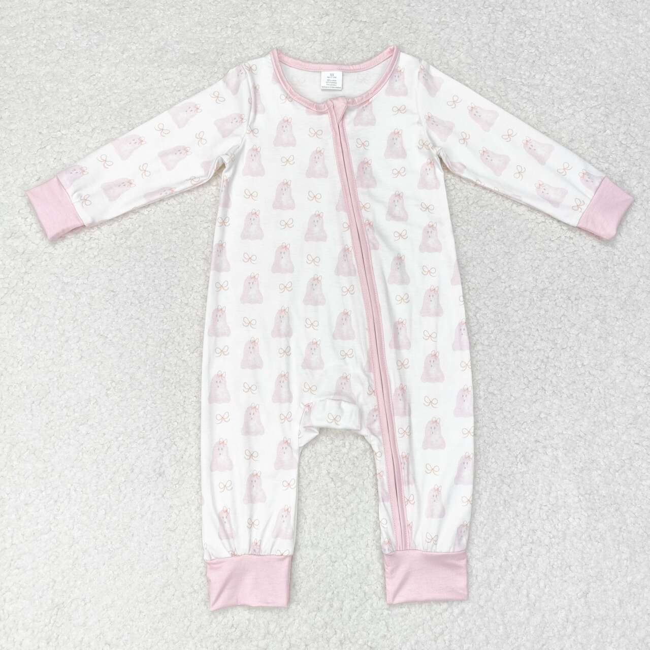 Pink Dog Baby Romper With zipper