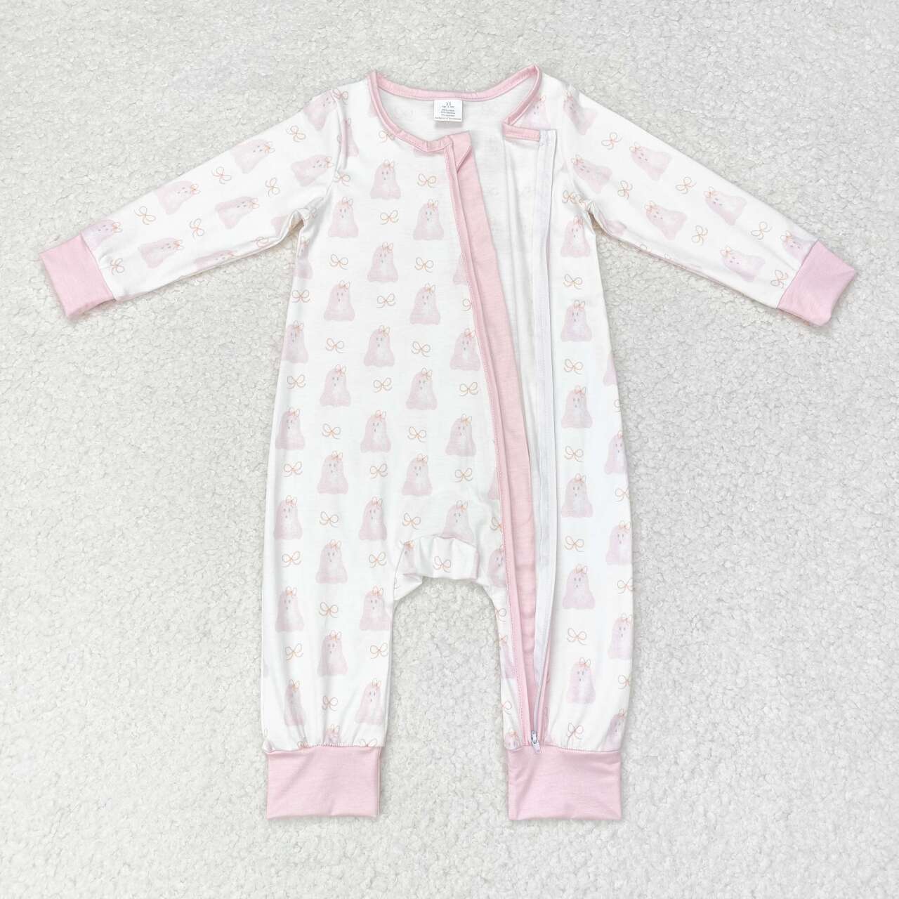 Pink Dog Baby Romper With zipper