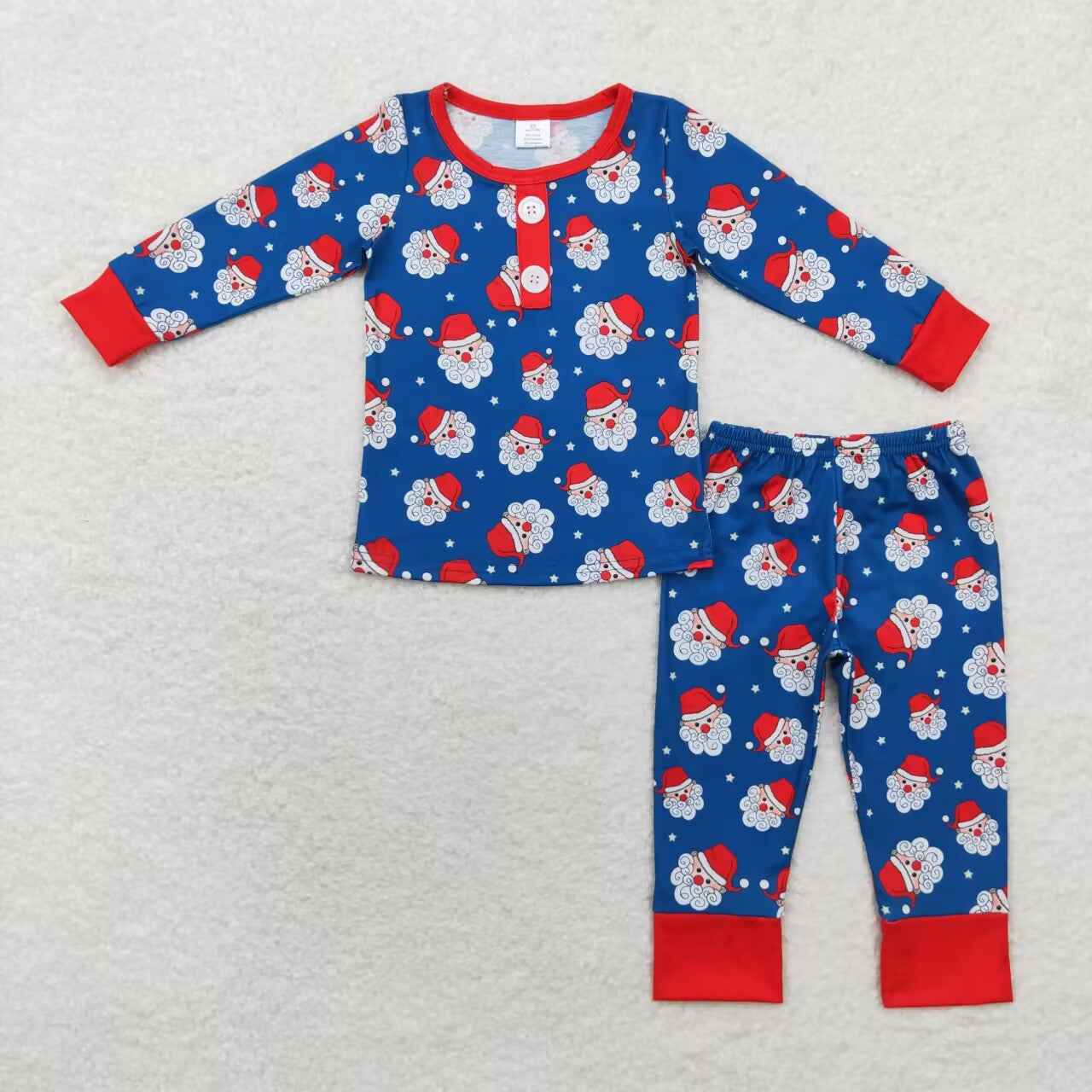 Christmas Blue Santa Long sleeve pajamas