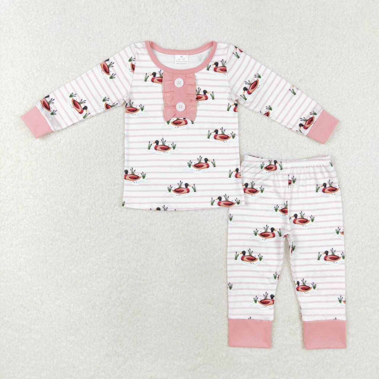 Pink Duck Stripe Long sleeve pajamas