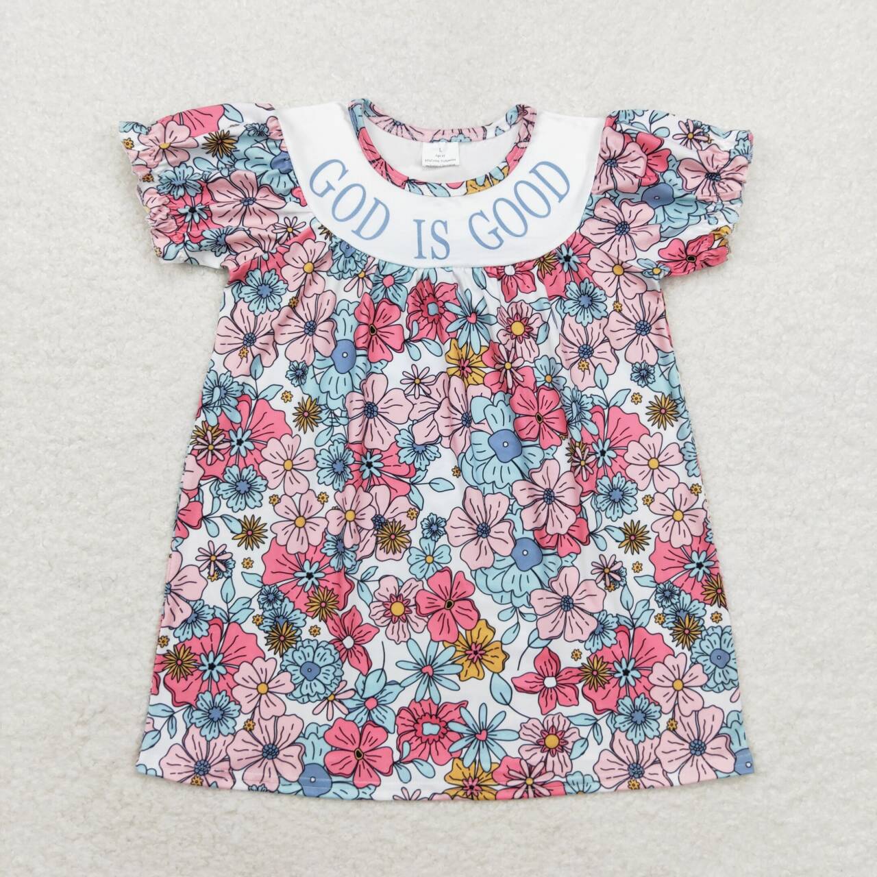 GOD IS GOOD floral short sleeve Girls Dress