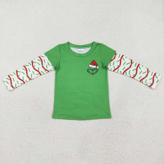 Christmas Green Cartoon Print Long sleeve Shirt