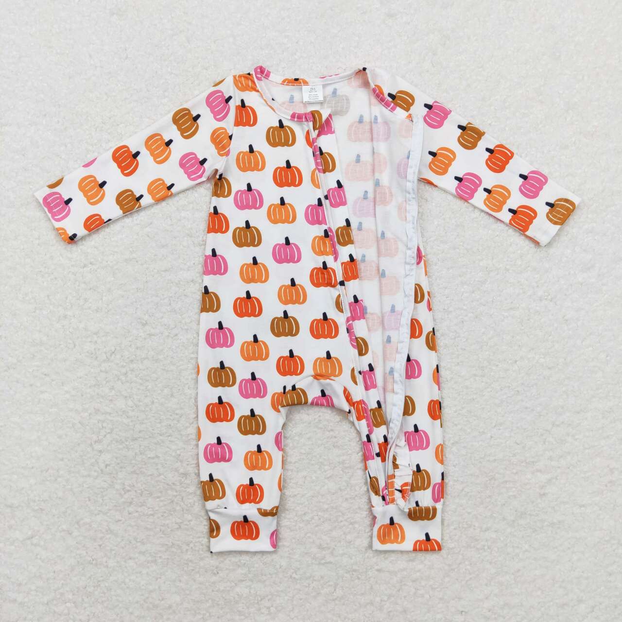 Pumpkin Print Baby Romper With zipper