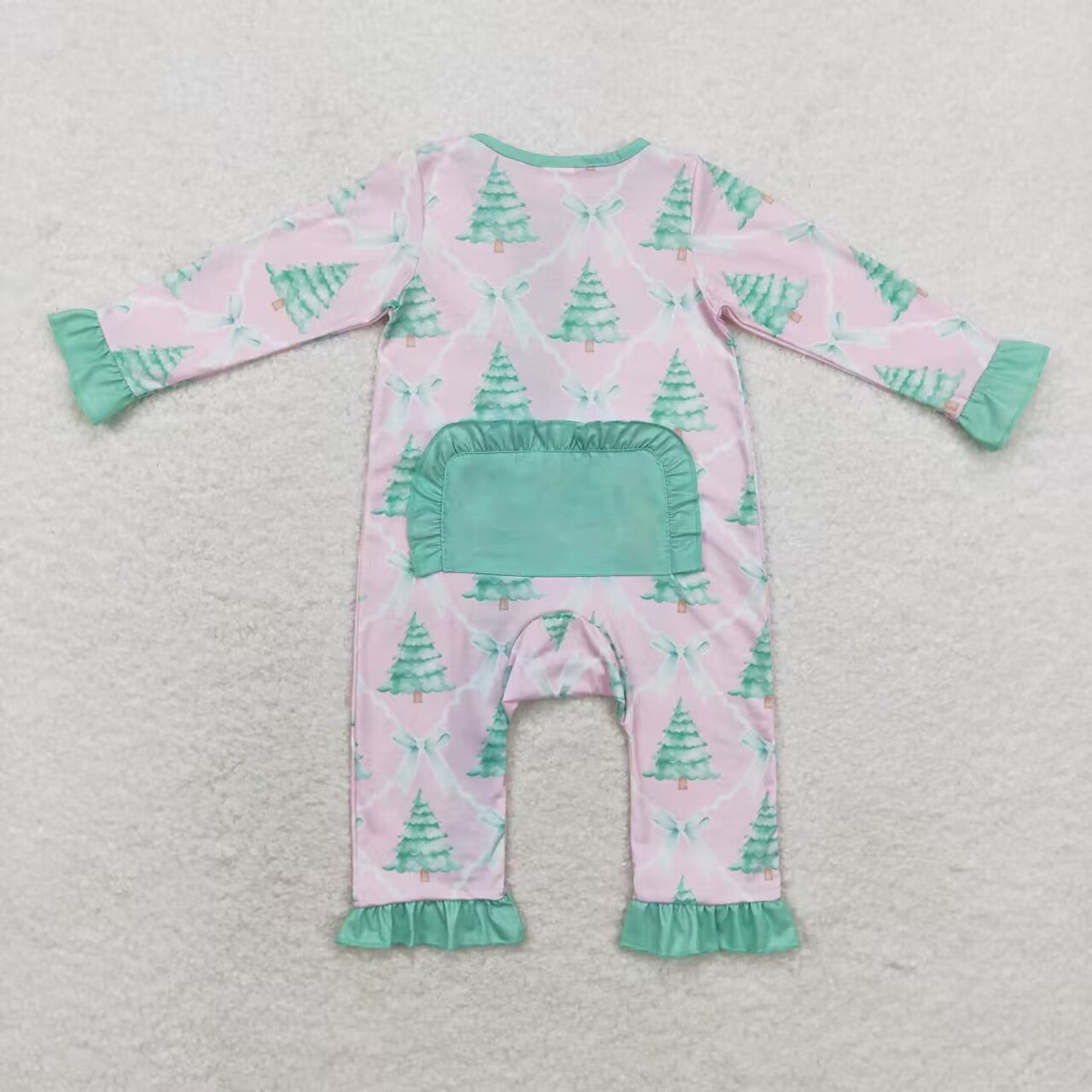 Christmas Green tree Baby Romper With zipper