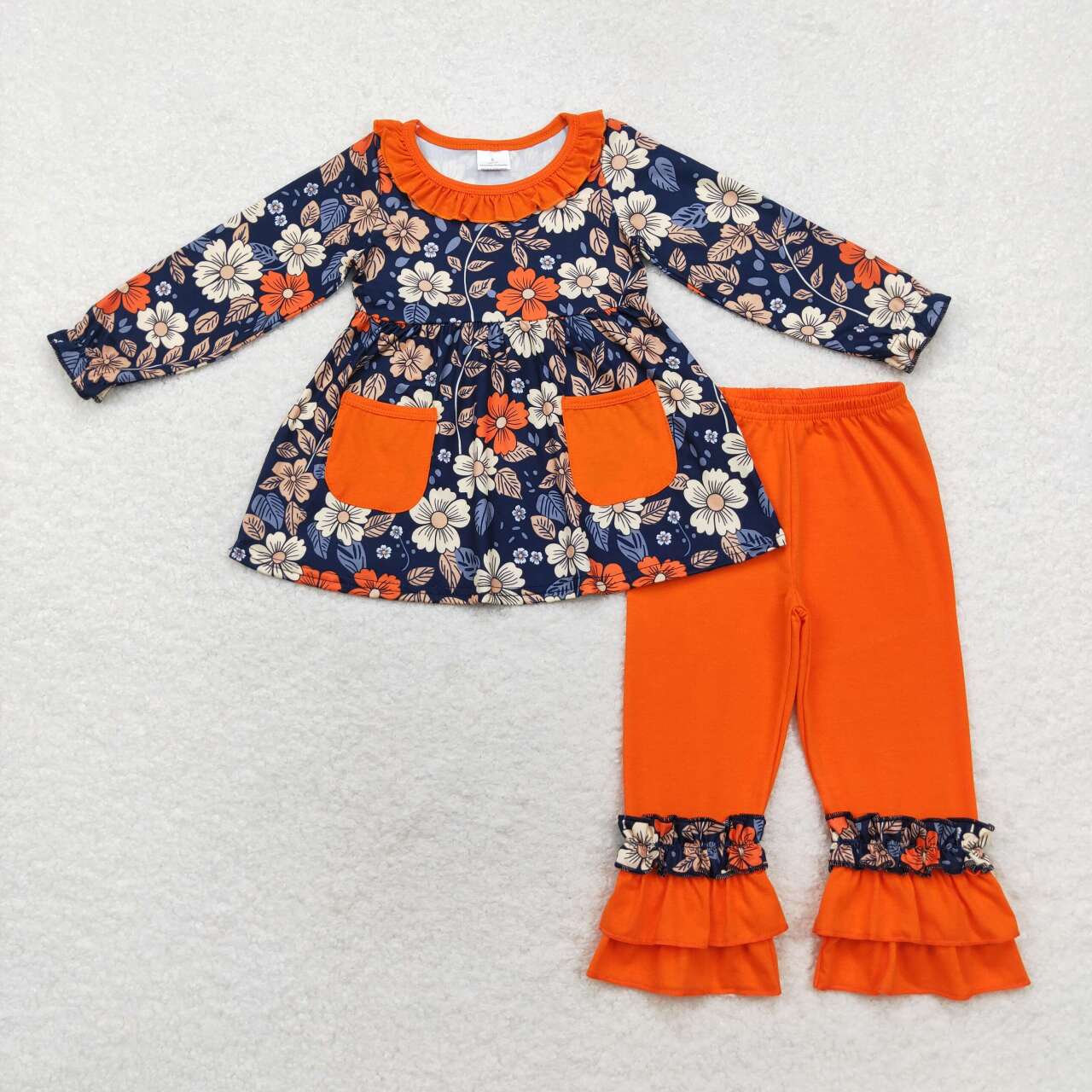 Fall Navy floral leggings Pants Girls Set