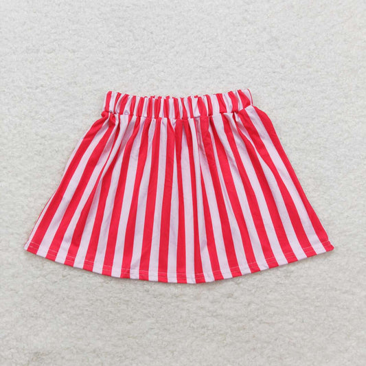 red white Stripe print short skirt