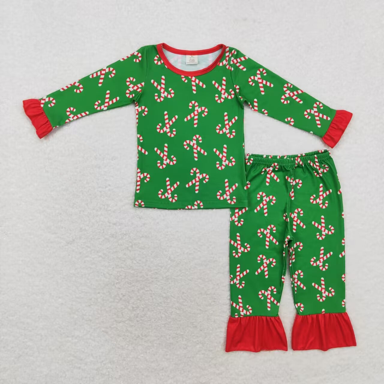 Christmas Green Candy print Long Sleeve pajamas