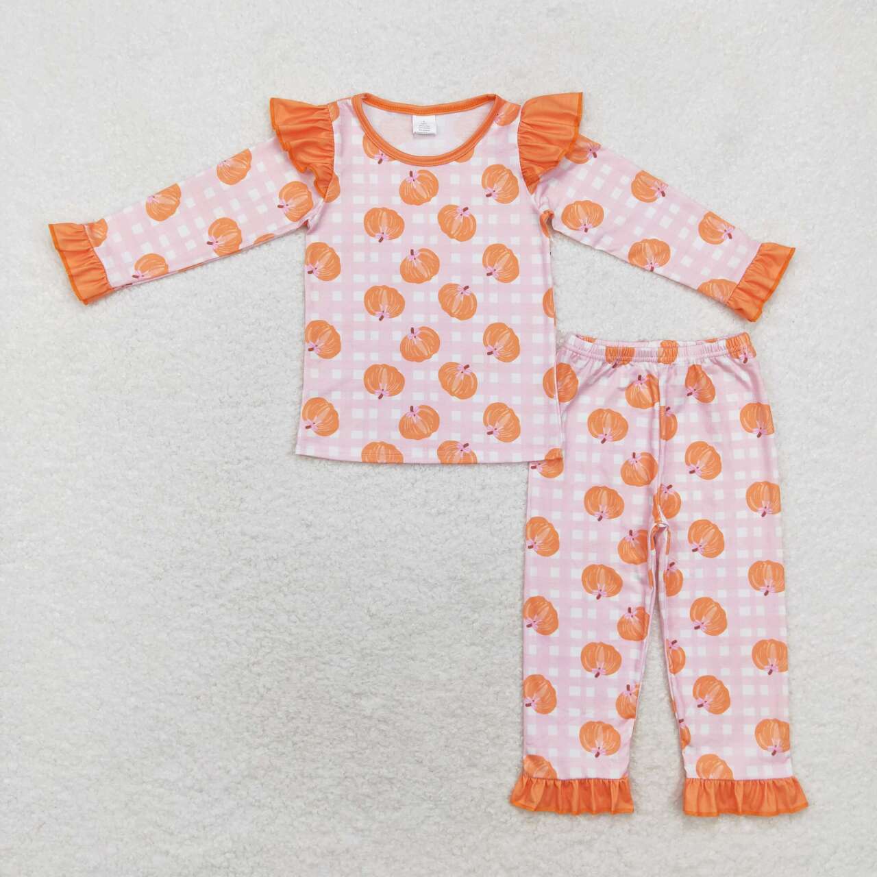 Halloween pumpkin plaid print Long Sleeve pajamas