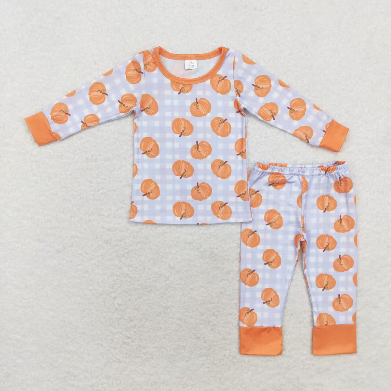 Halloween pumpkin plaid print Long Sleeve pajamas