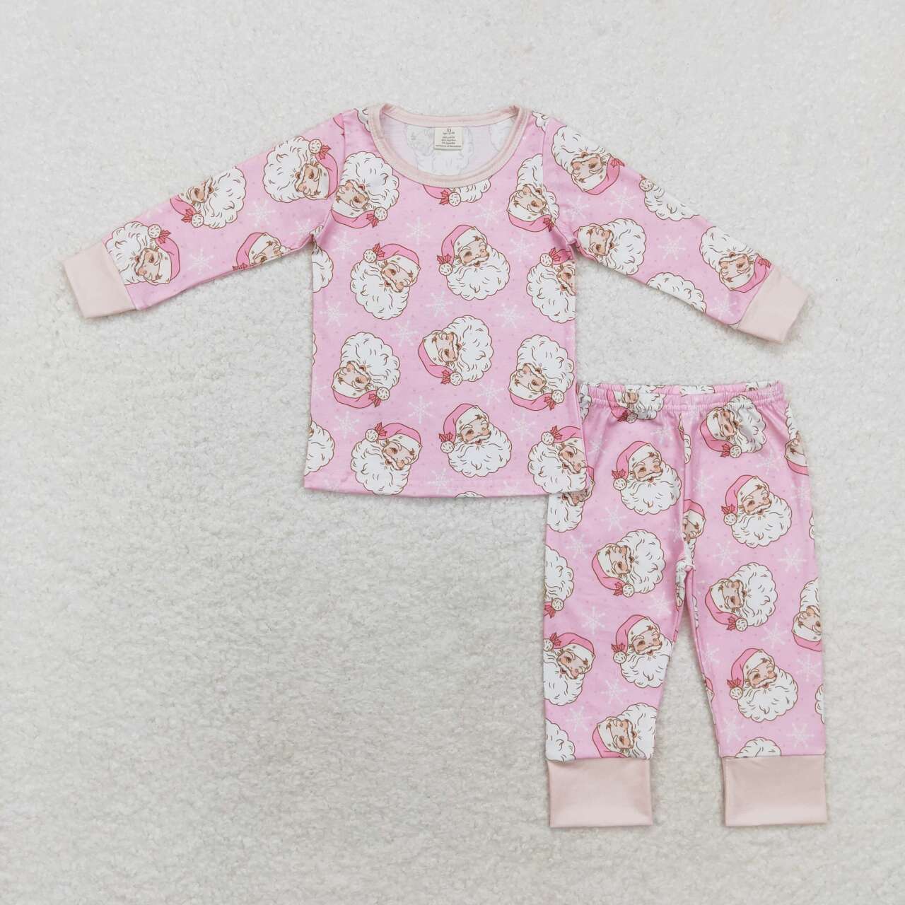 Christmas Pink Santa print Long Sleeve pajamas