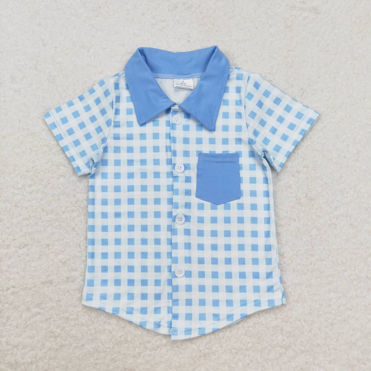 Blue With Button Boy Shirt