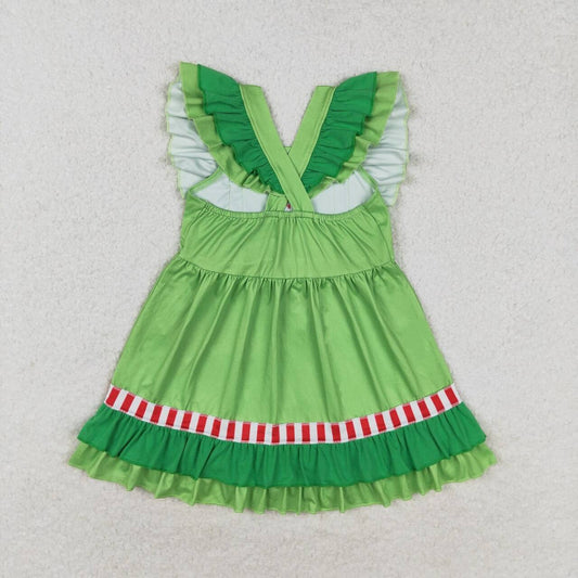 Christmas Green Sleeve heart Girls Dress