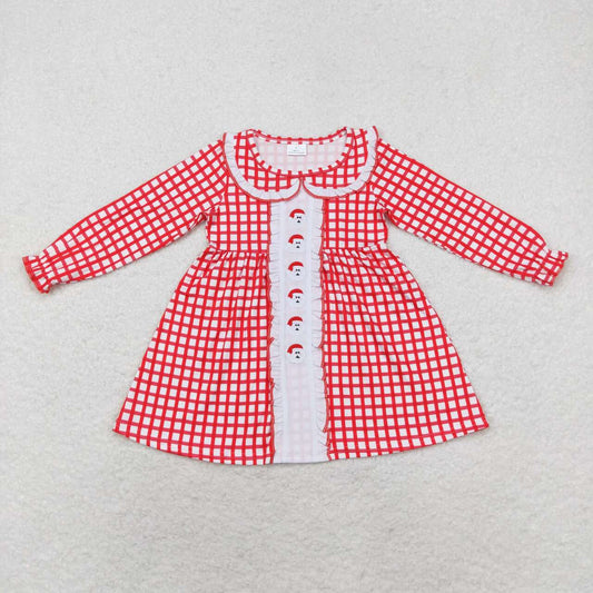 Christmas Embroidery Red plaid Girls Dress